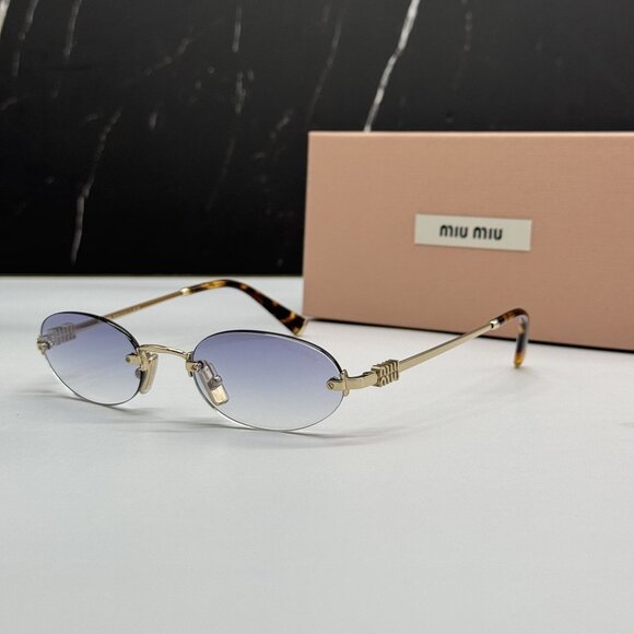 NEW MIU MIU MUA54S ZVN80O SUNGLASSES GOLD OVAL WOMEN SUNGLASSES MU A54S, SMU A54 main image 8